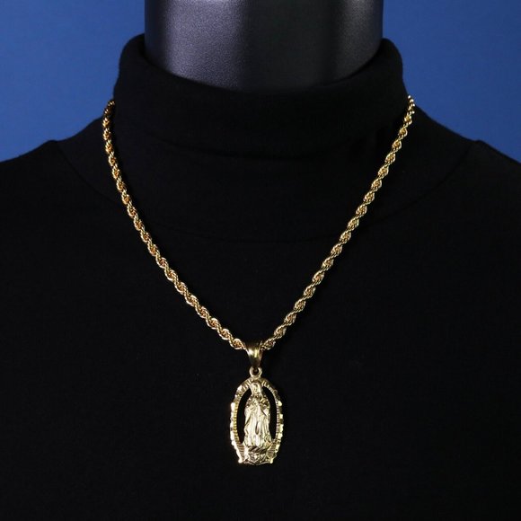 Virgin Mary 14k Gold Necklace + Pendant
